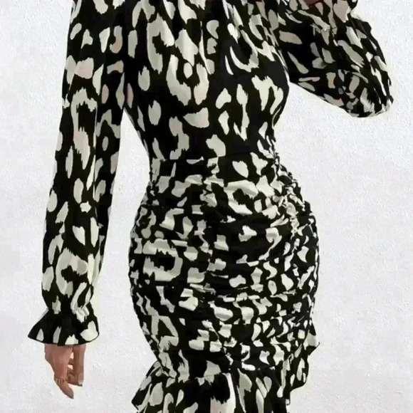 Women Multicolored Allover Print  Sleeve  Ruffle Dress size S - Picture 5 of 12